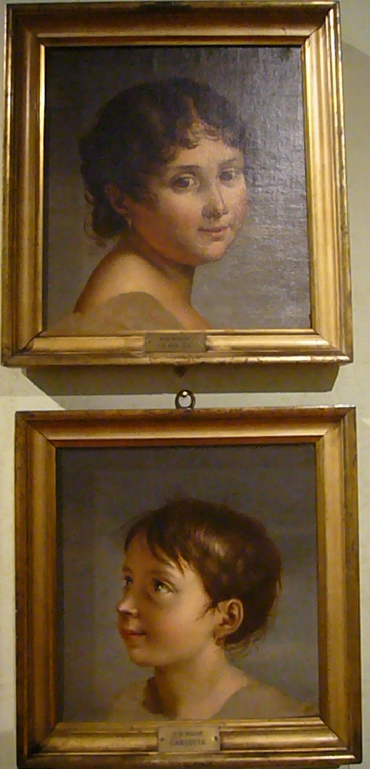Jean - Baptiste Wicar, Ritratti di Zénaïde (sopra) e di Carlotta Bonaparte (sotto) bambine, Museo Napoleonico, Roma